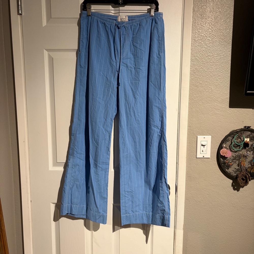 BDG Urban Outfitters Blue Pinstripe Wide Leg Lounge Pants Size Medium